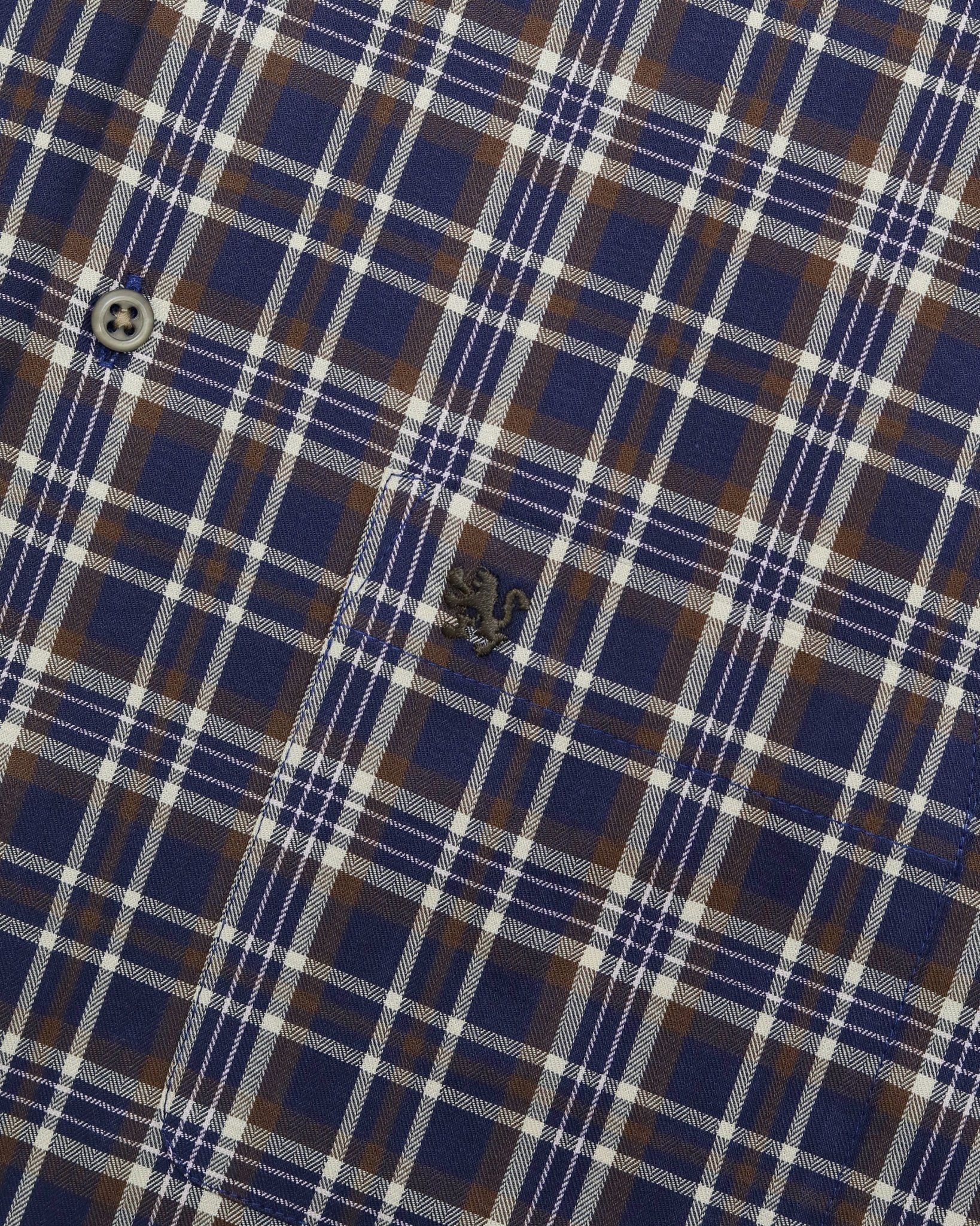 Manchester Camisa Casual a Cuadros Marrón y Azul - Corte Regular - Manchester