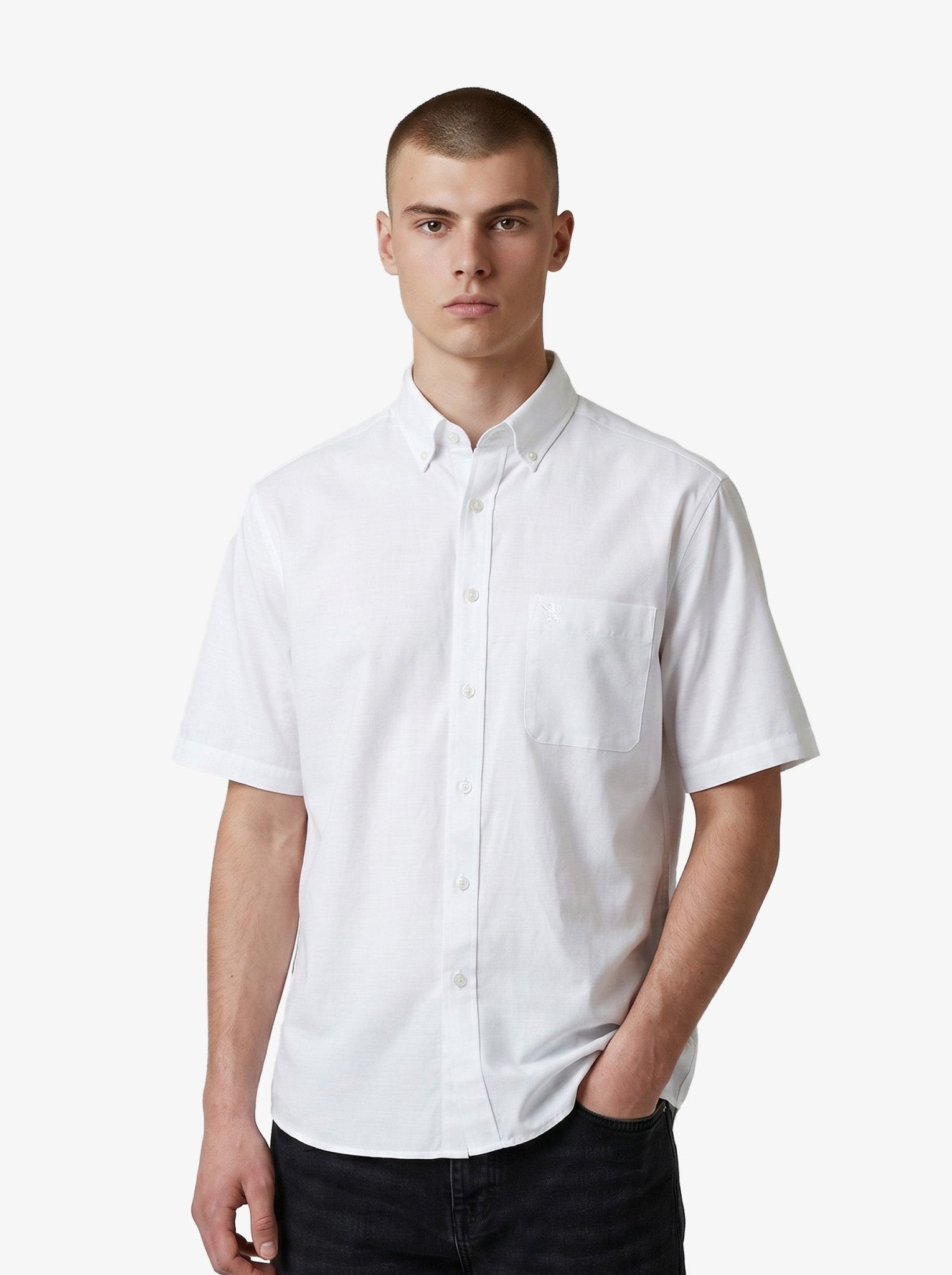 Manchester Camisa Casual Algodón y Poliéster color blanco para hombre
