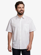 Manchester Camisa Casual Big and Tall Algodón y Poliéster Manga Corta color blanco para hombre
