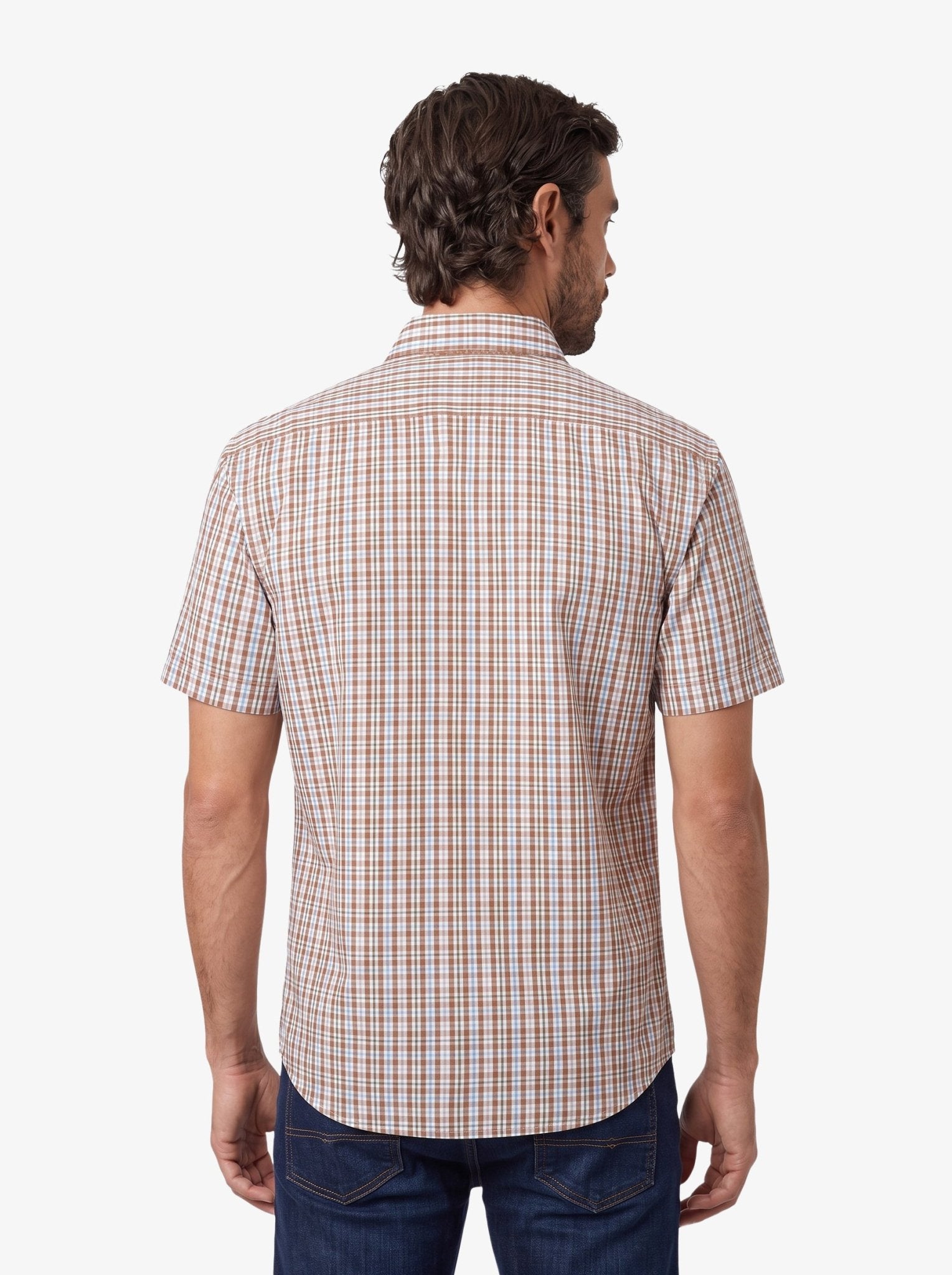 Manchester Camisa Casual Button Down Cuadros Manga Corta - Manchester