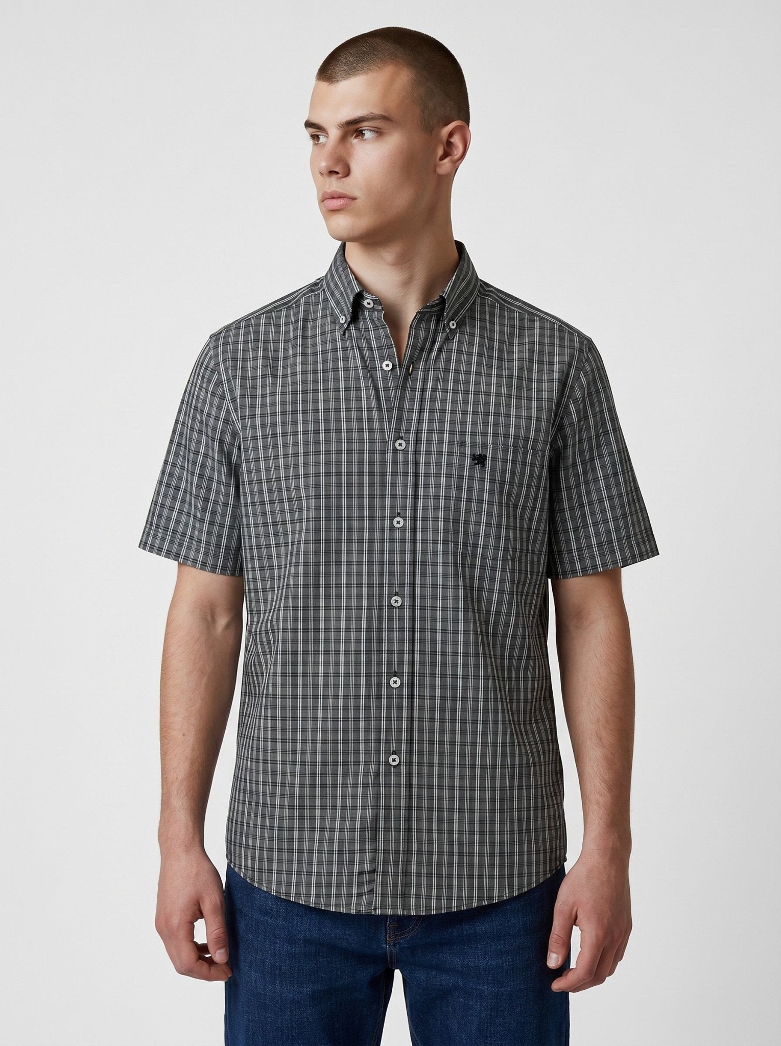 Manchester Camisa Casual Button Down - Manga Corta - Manchester
