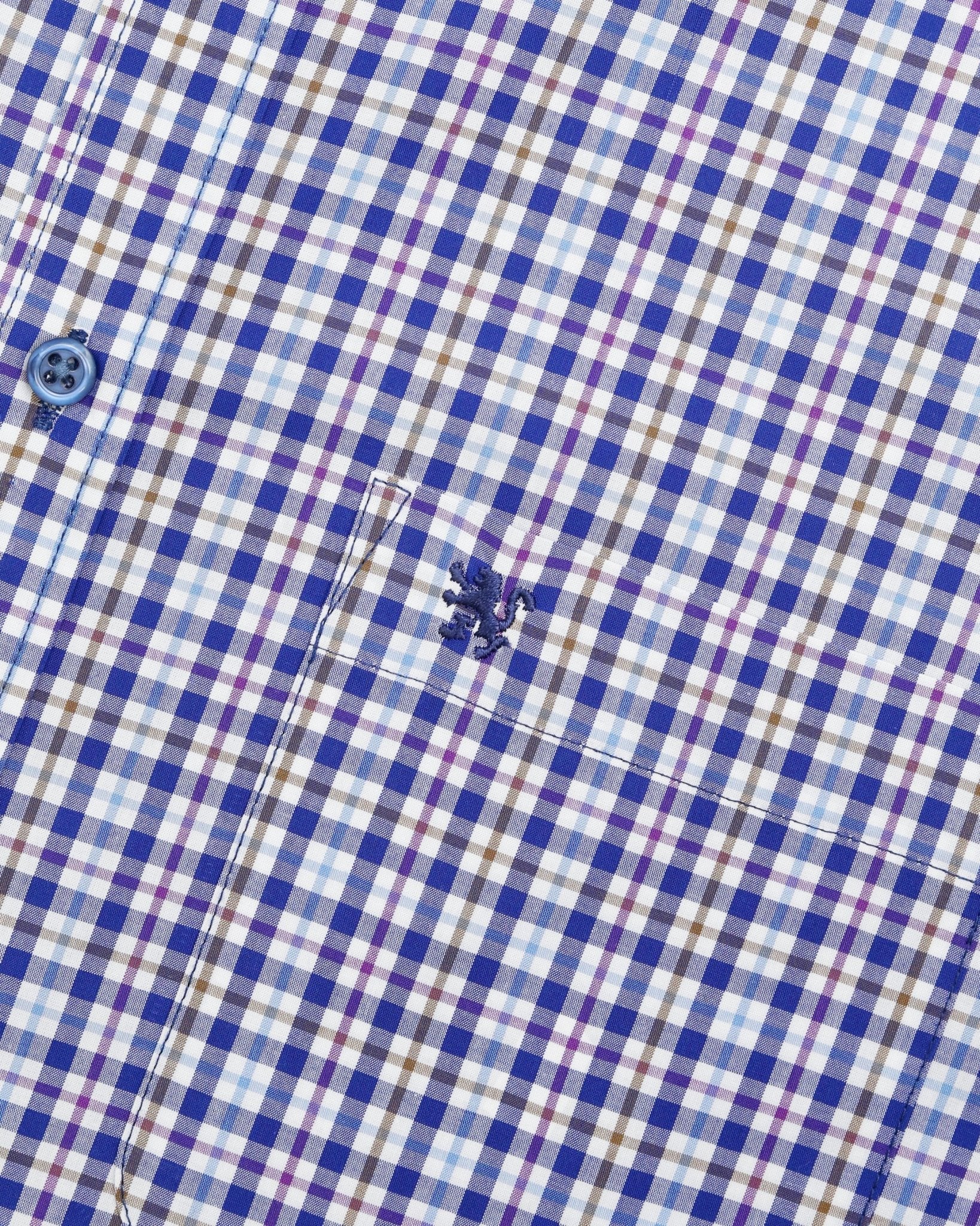 Manchester Camisa Casual Button Down Manga Corta Cuadrícula - Manchester