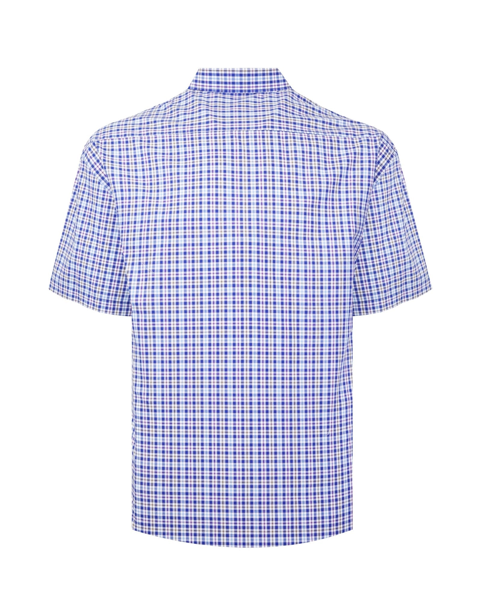 Manchester Camisa Casual Button Down Manga Corta Cuadrícula - Manchester