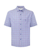 Manchester Camisa Casual Button Down Manga Corta Cuadrícula - Manchester