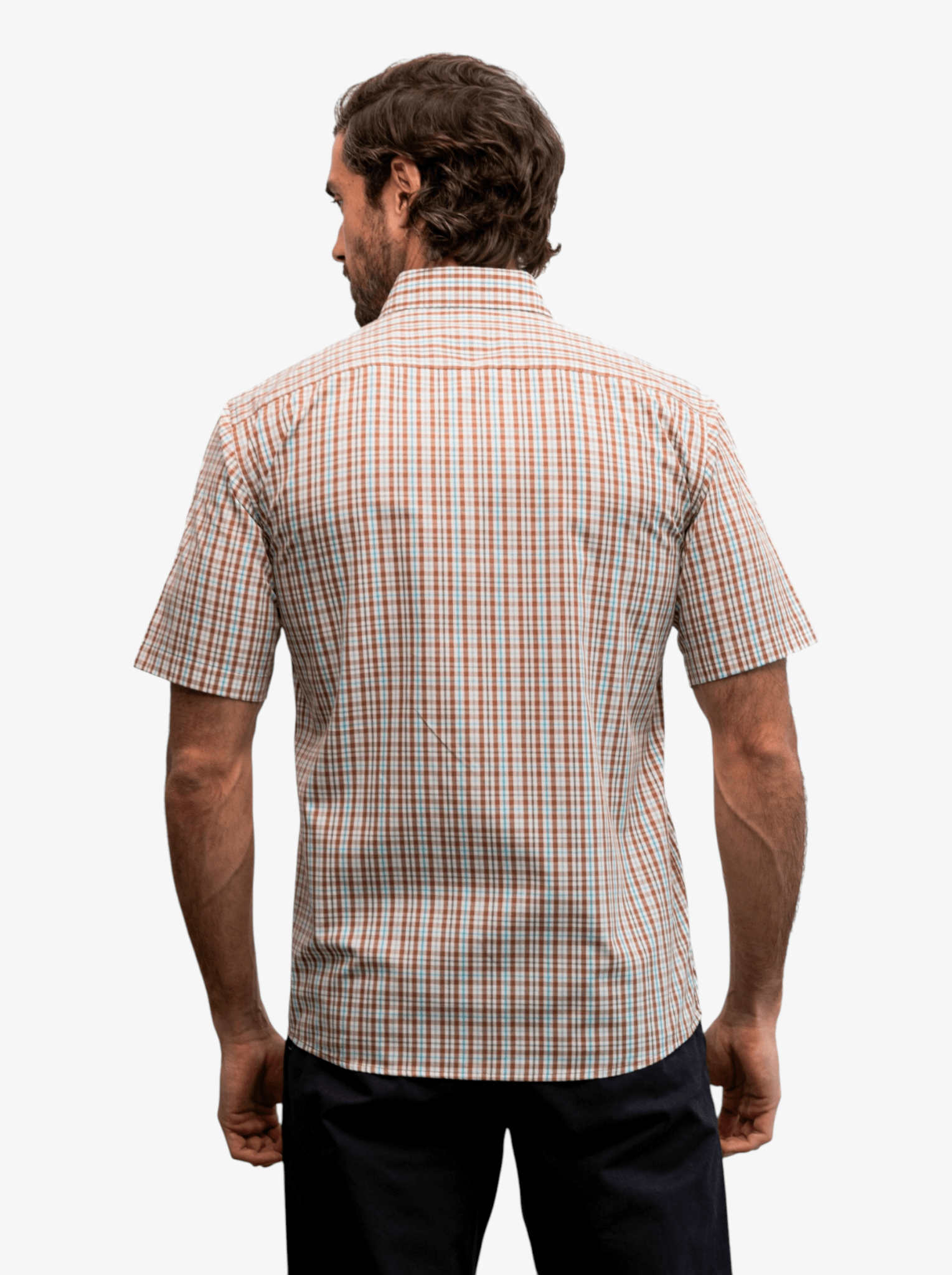 Manchester Camisa Casual Button Down Manga Corta Cuadrícula - Manchester