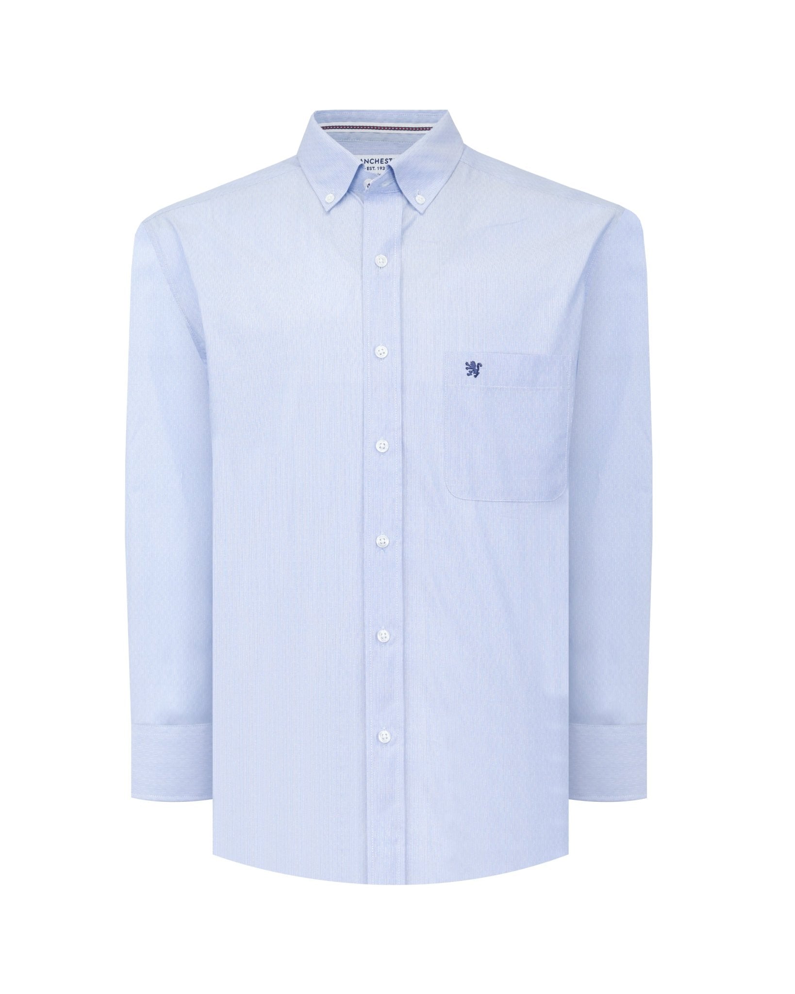 Manchester Camisa Casual Button Down Micro Rayas y Bolsillo Frontal - Manchester