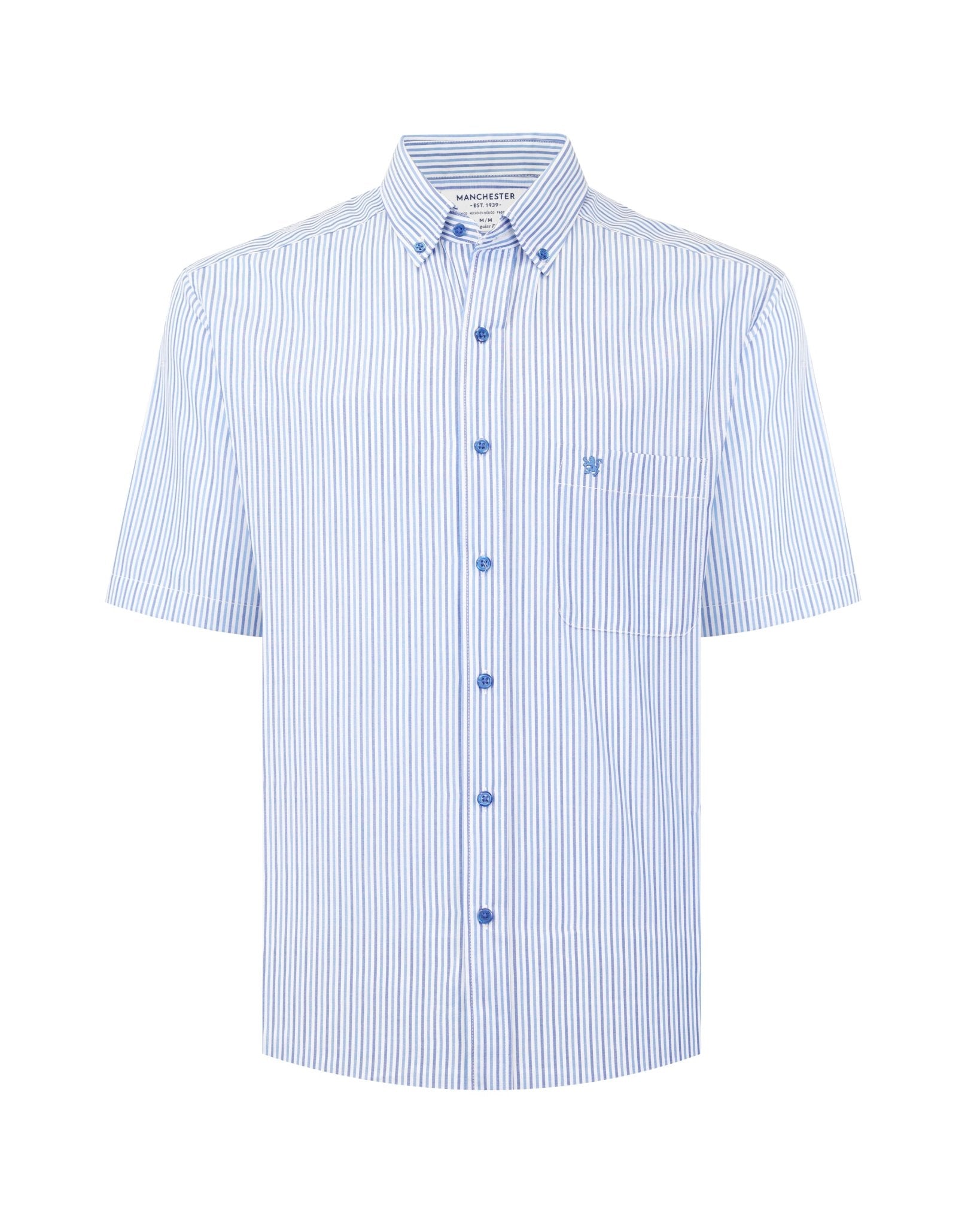 Manchester Camisa Casual Button Down Rayas - Manga Corta - Manchester
