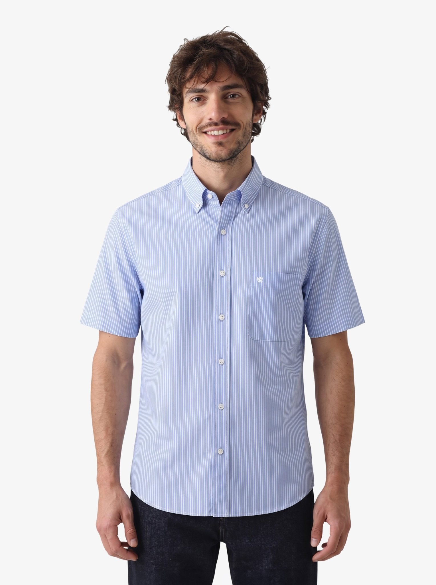 Manchester Camisa Casual Button Down Rayas Manga Corta - Manchester