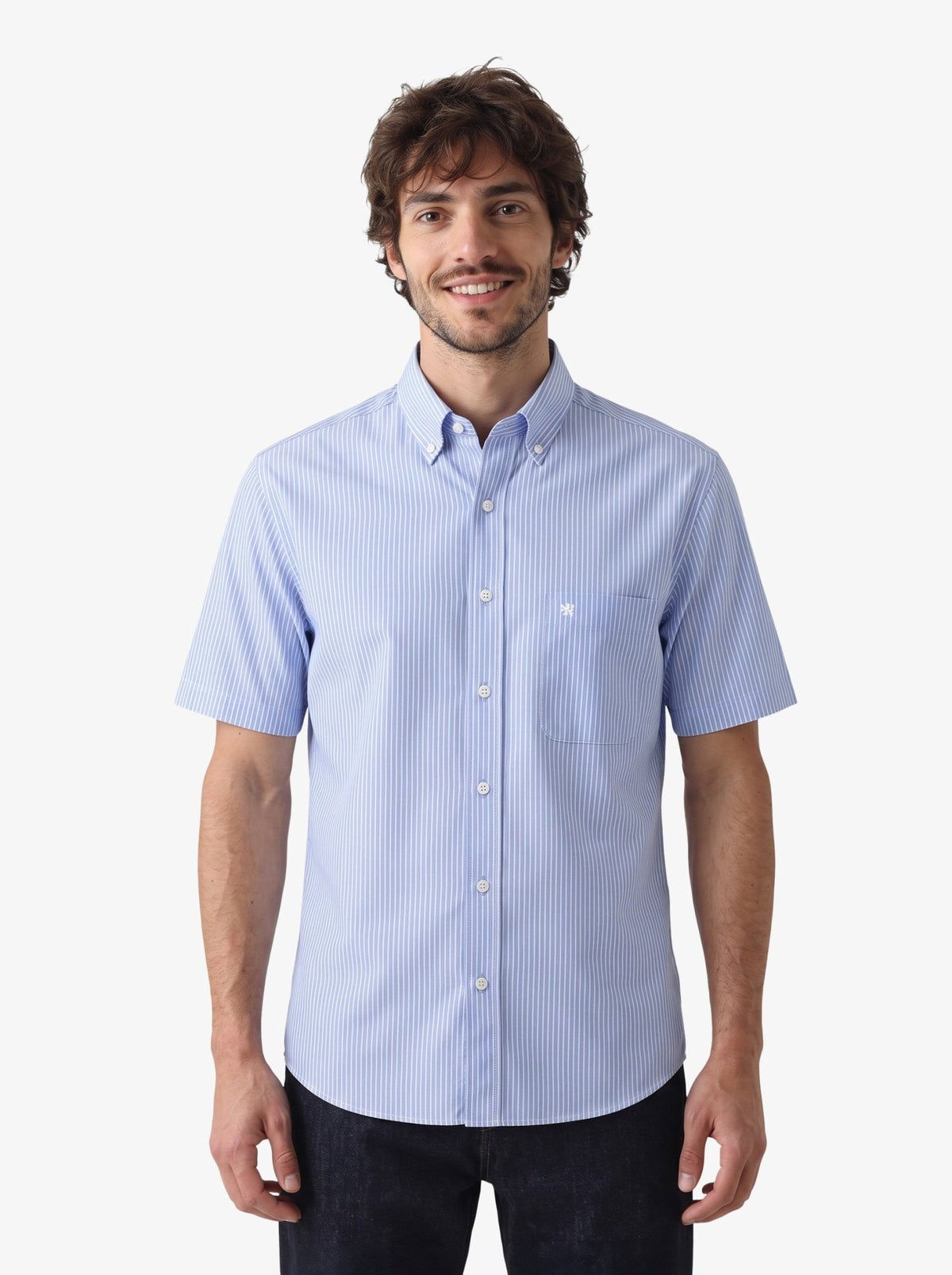 Manchester Camisa Casual Button Down Rayas Manga Corta - Manchester