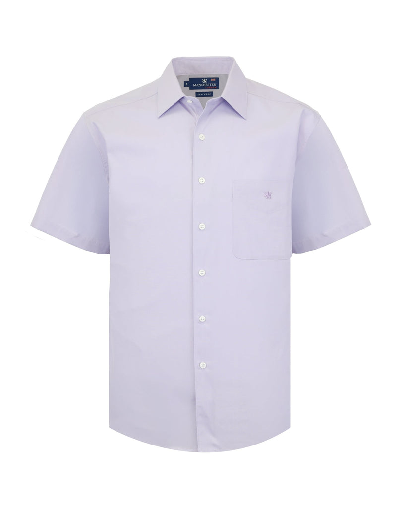 Manchester Camisa Casual Color Solido Un Bolsillo Mezcla Algodón - Manga Corta - Manchester