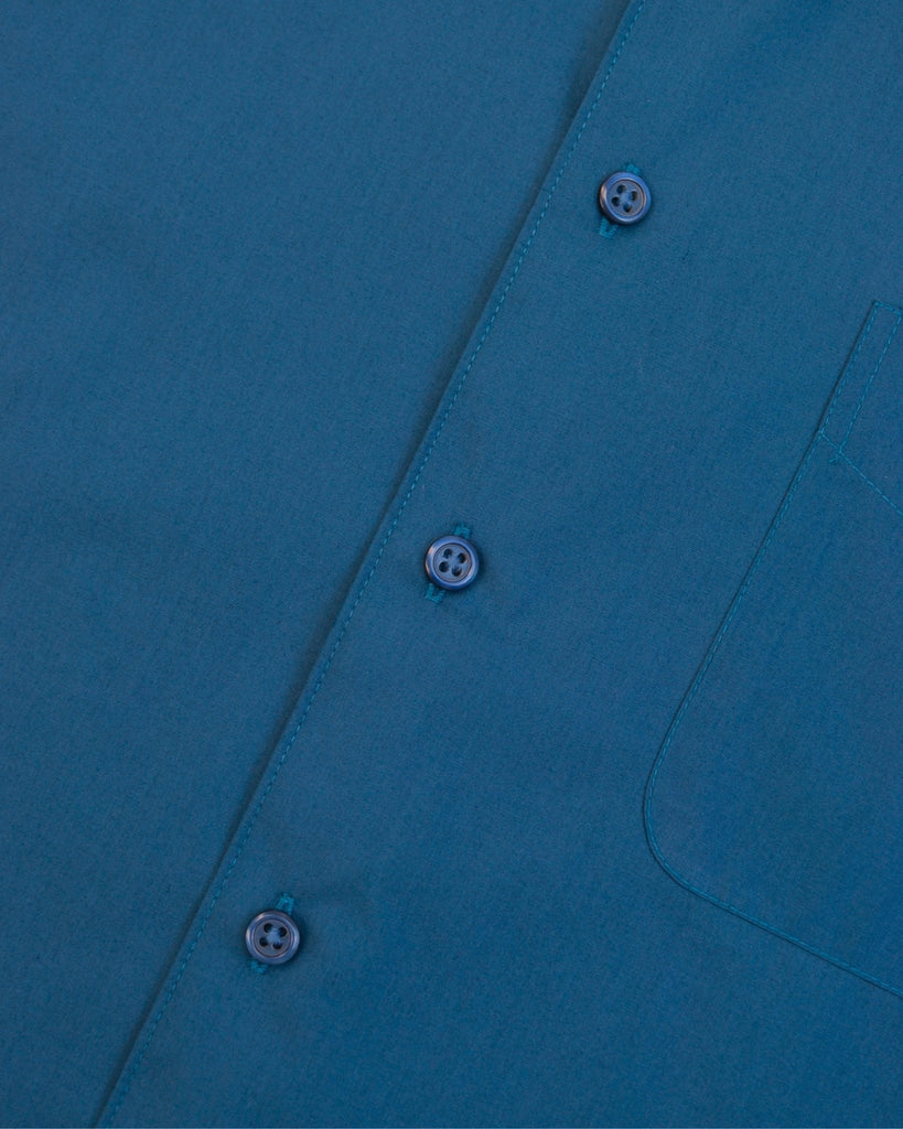 Manchester Camisa Casual Color Solido Un Bolsillo Mezcla Algodón - Manga Corta - Manchester