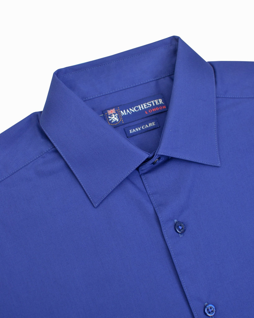 Manchester Camisa Casual Color Solido Un Bolsillo Mezcla Algodón - Manga Corta - Manchester