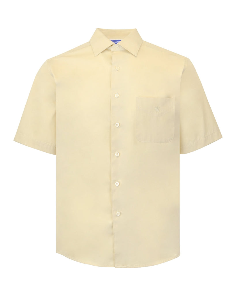 Manchester Camisa Casual Color Solido Un Bolsillo Mezcla Algodón - Manga Corta - Manchester