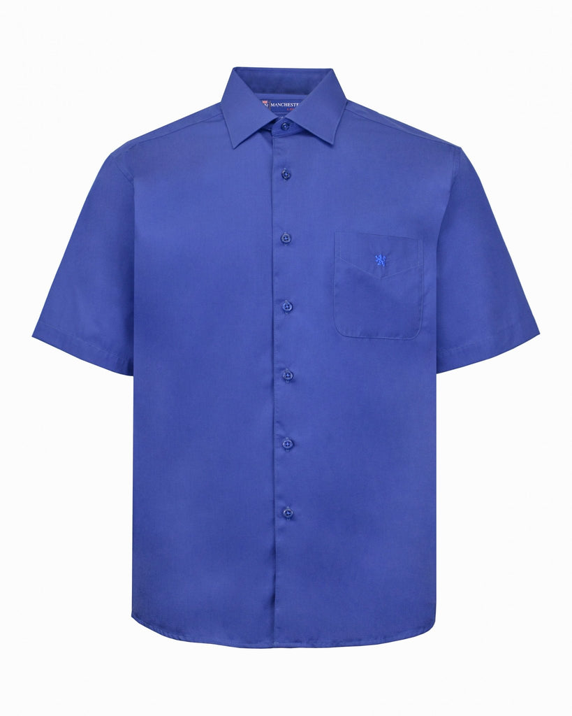 Manchester Camisa Casual Color Solido Un Bolsillo Mezcla Algodón - Manga Corta - Manchester