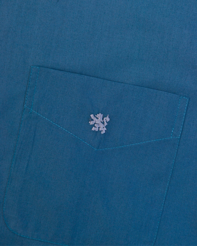 Manchester Camisa Casual Color Solido Un Bolsillo Mezcla Algodón - Manga Corta - Manchester