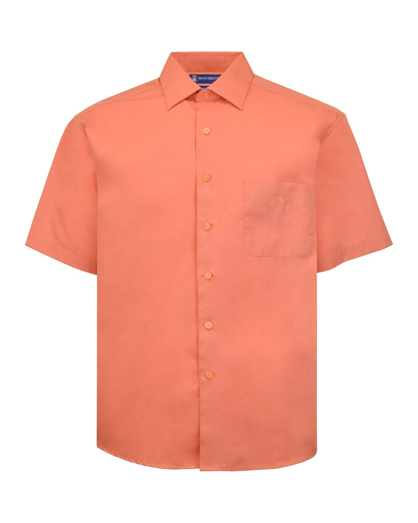 Manchester Camisa Casual Color Solido Un Bolsillo Mezcla Algodón - Manga Corta - Manchester