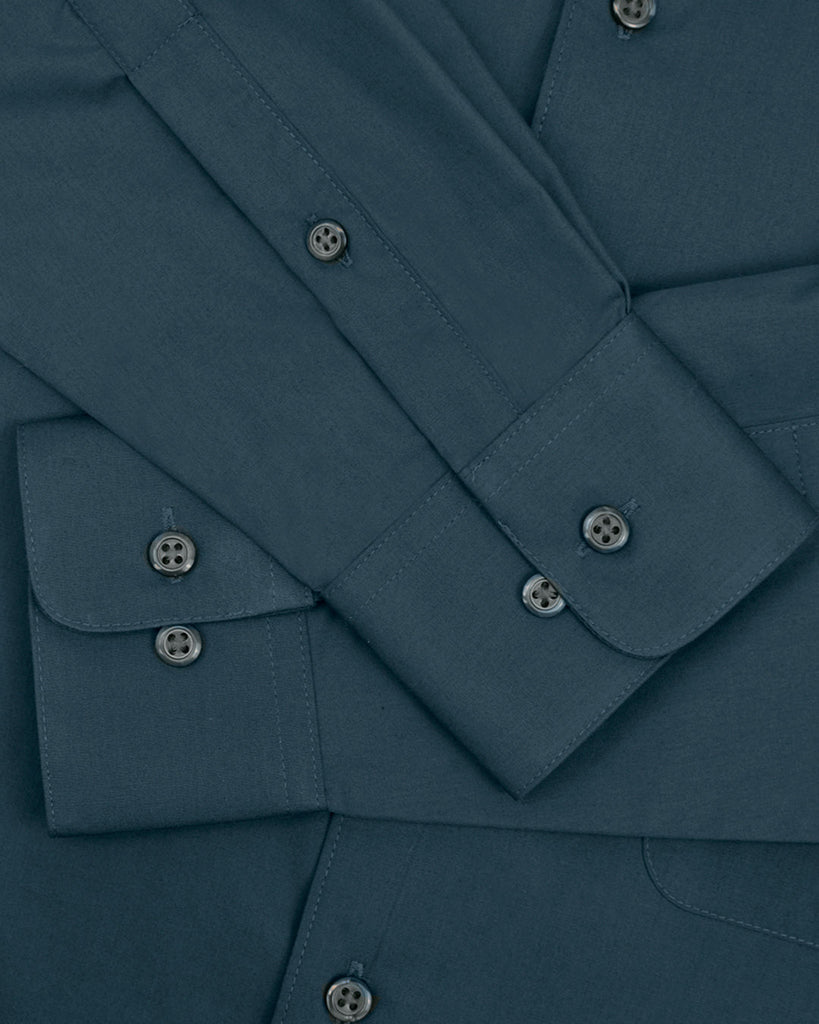 Manchester Camisa Casual Color Solido Un Bolsillo Mezcla Algodón - Manga Larga - Manchester