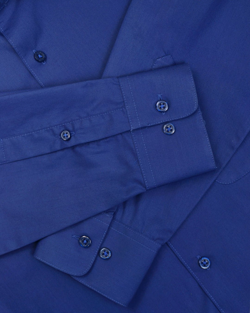 Manchester Camisa Casual Color Solido Un Bolsillo Mezcla Algodón - Manga Larga - Manchester