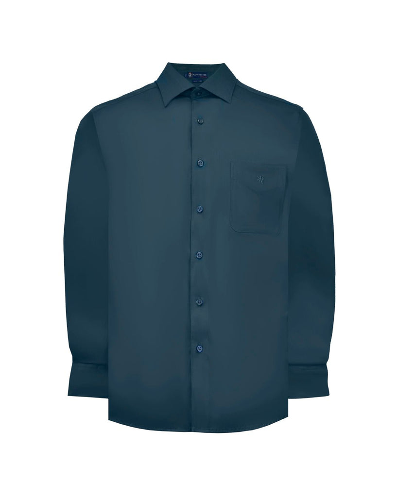 Manchester Camisa Casual Color Solido Un Bolsillo Mezcla Algodón - Manga Larga - Manchester