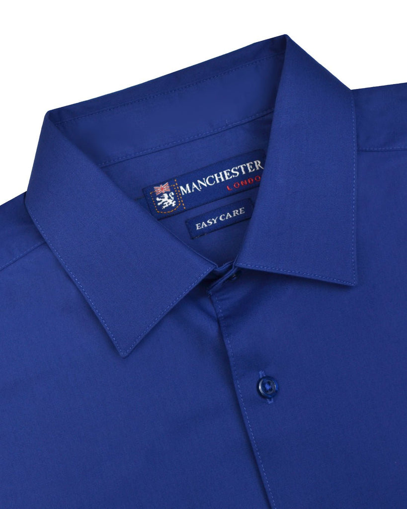 Manchester Camisa Casual Color Solido Un Bolsillo Mezcla Algodón - Manga Larga - Manchester