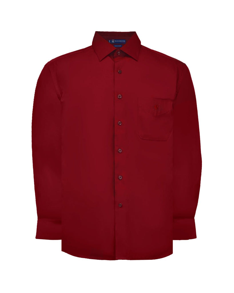 Manchester Camisa Casual Color Solido Un Bolsillo Mezcla Algodón - Manga Larga - Manchester