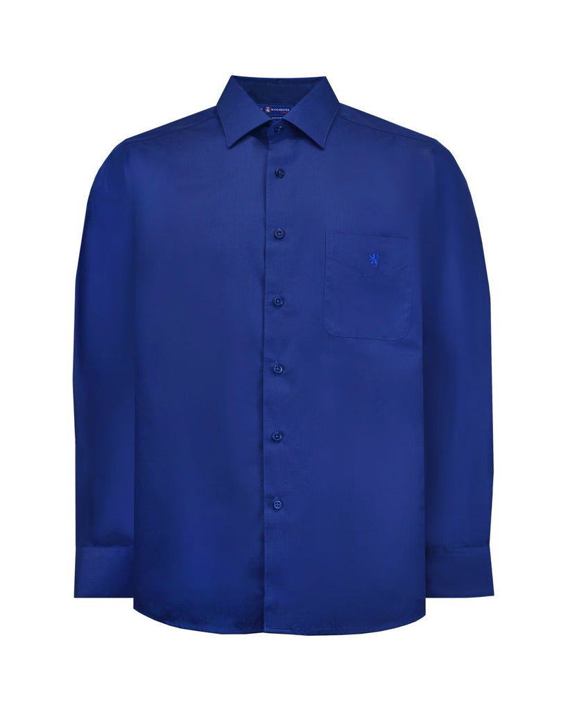 Manchester Camisa Casual Color Solido Un Bolsillo Mezcla Algodón - Manga Larga - Manchester