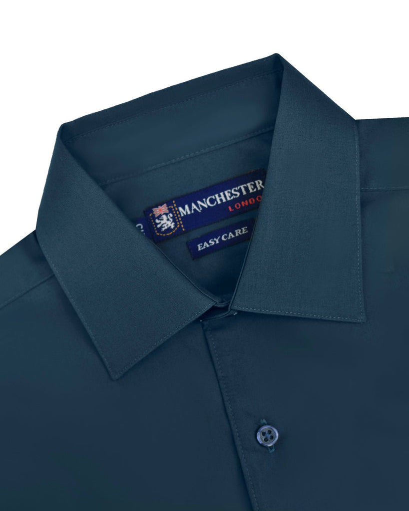 Manchester Camisa Casual Color Solido Un Bolsillo Mezcla Algodón - Manga Larga - Manchester