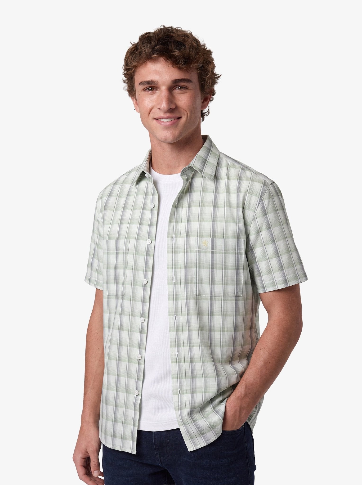 Manchester Camisa Casual Cuadrado Algodón-Poliéster Manga Corta - Manchester
