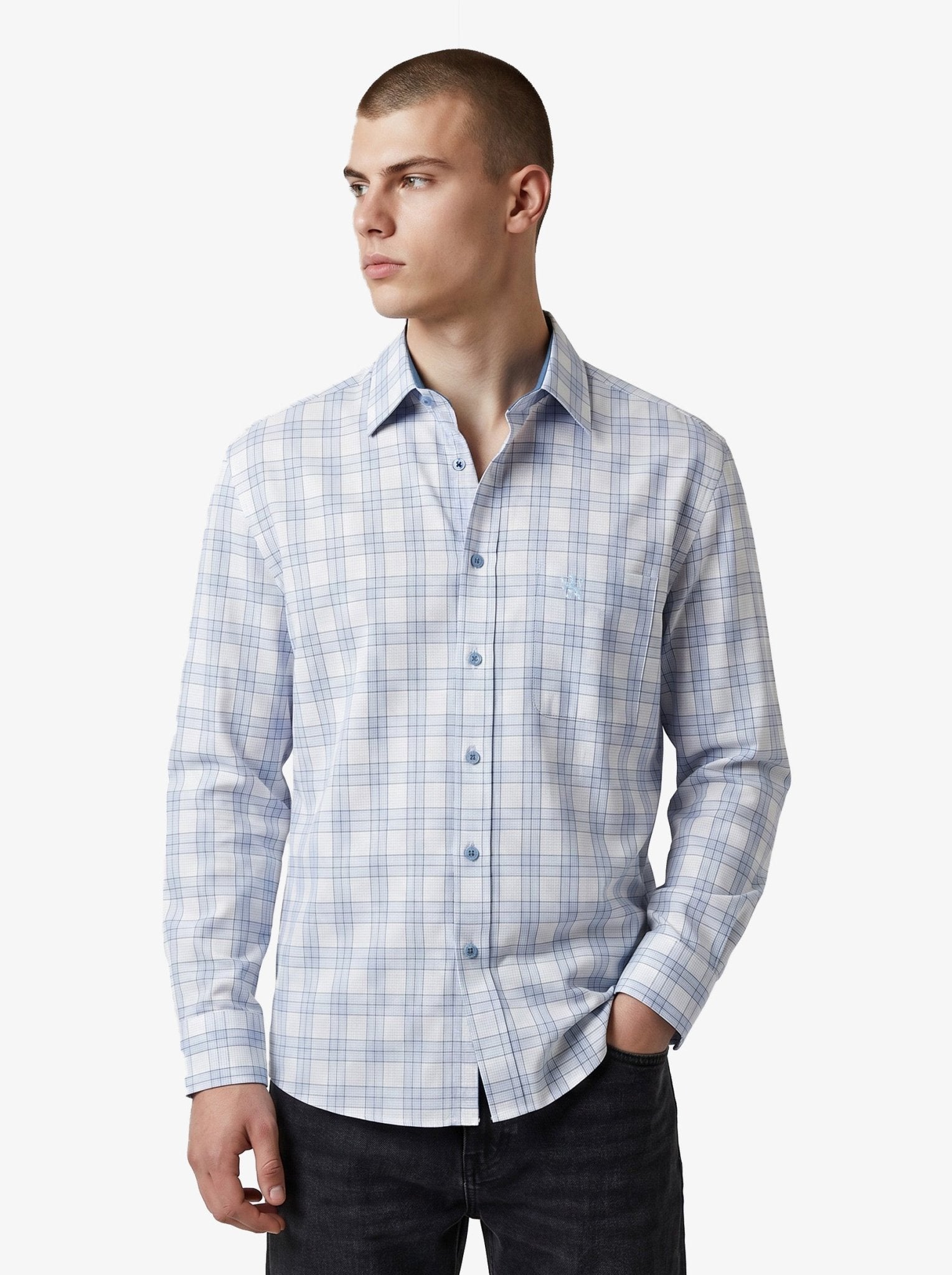 Manchester Camisa Casual Cuadrado Algodón-Poliéster Manga Larga - Manchester