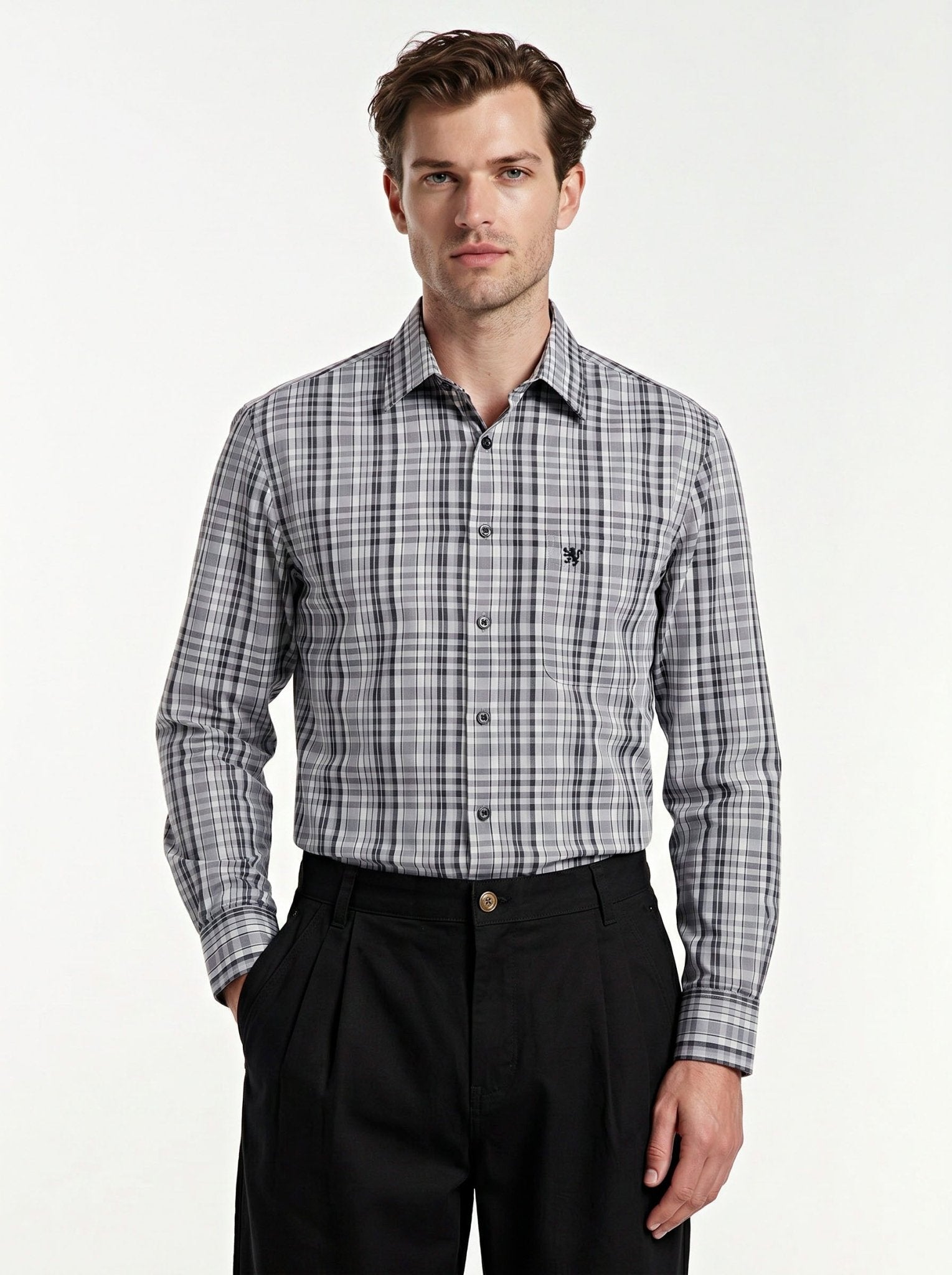 Manchester Camisa Casual Cuadrado Algodón-Poliéster Manga Larga - Manchester