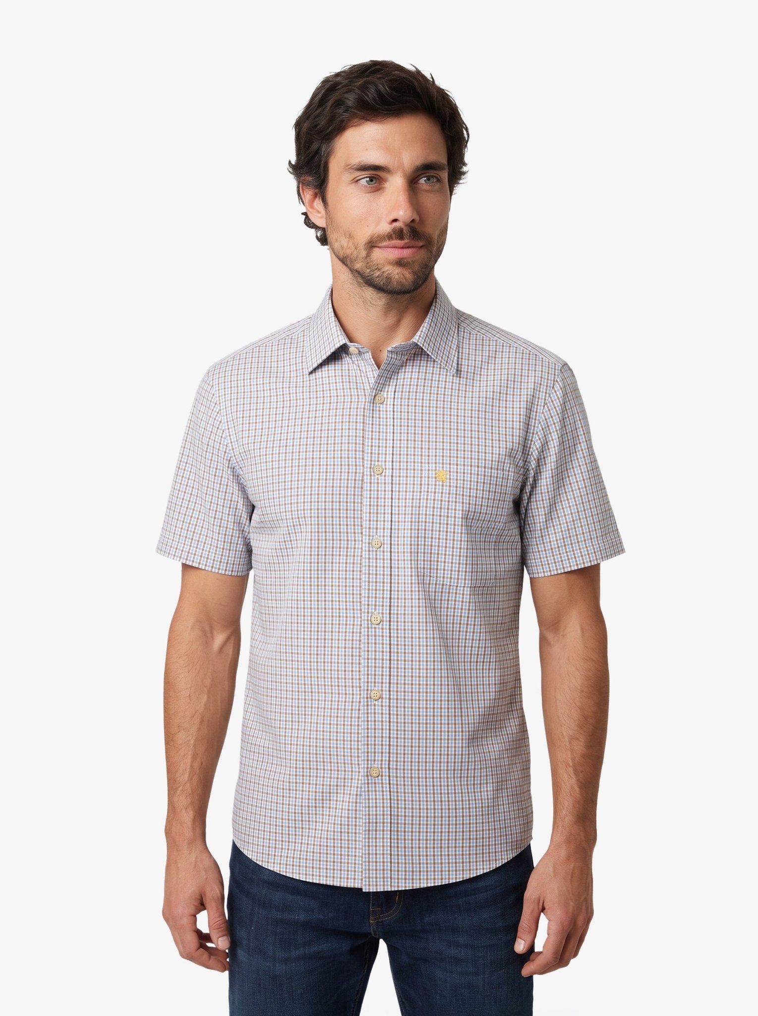 Manchester Camisa Casual Cuadro Tattersall Un Bolsillo - Manchester