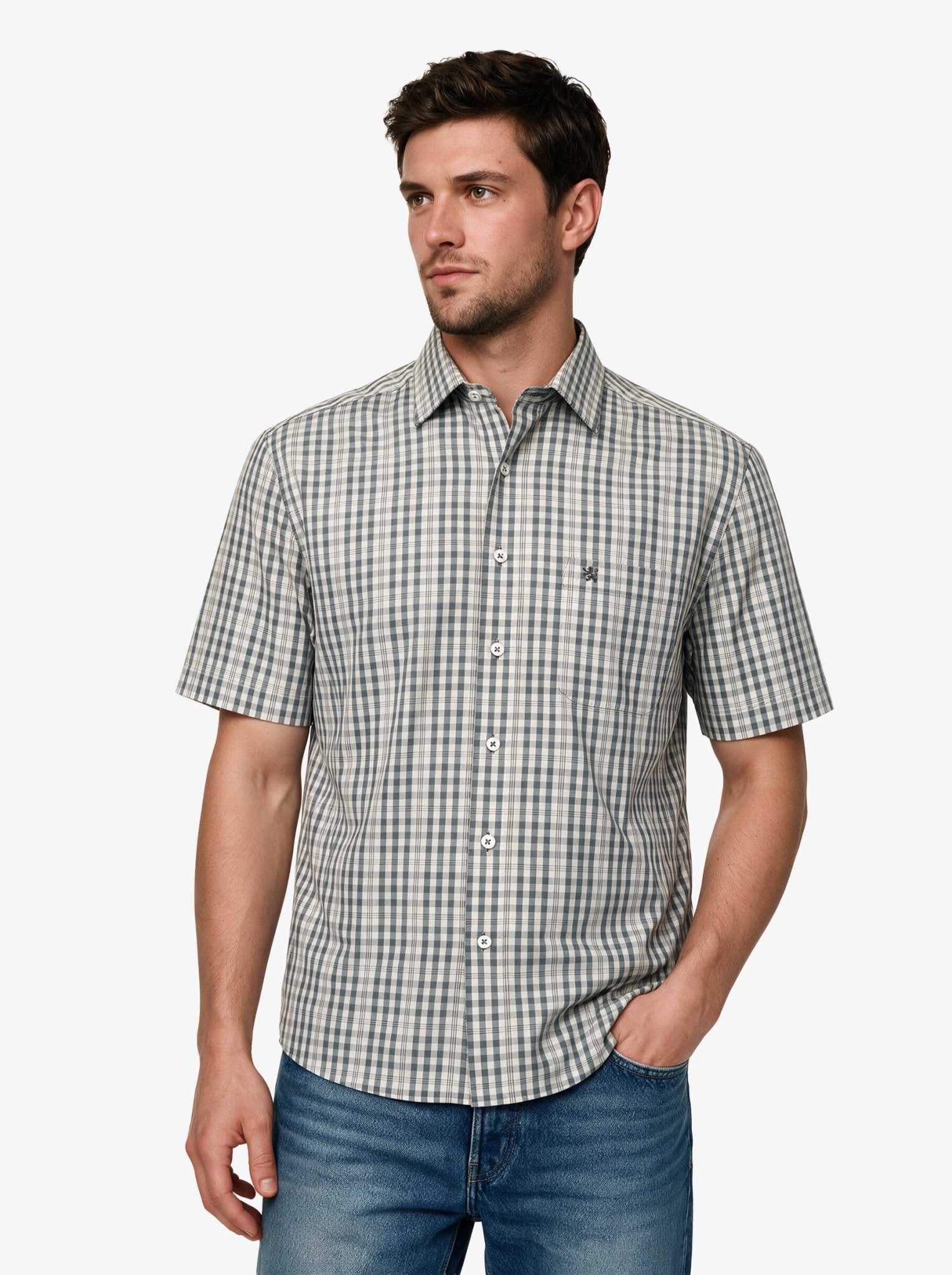Manchester Camisa Casual Cuadros Algodón-Poliéster Manga Corta - Manchester