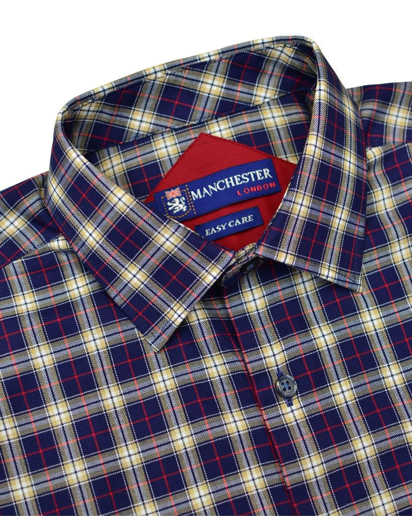 Manchester Camisa Casual Cuadros Clásico Mezcla Poliéster - Manga Larga - Manchester