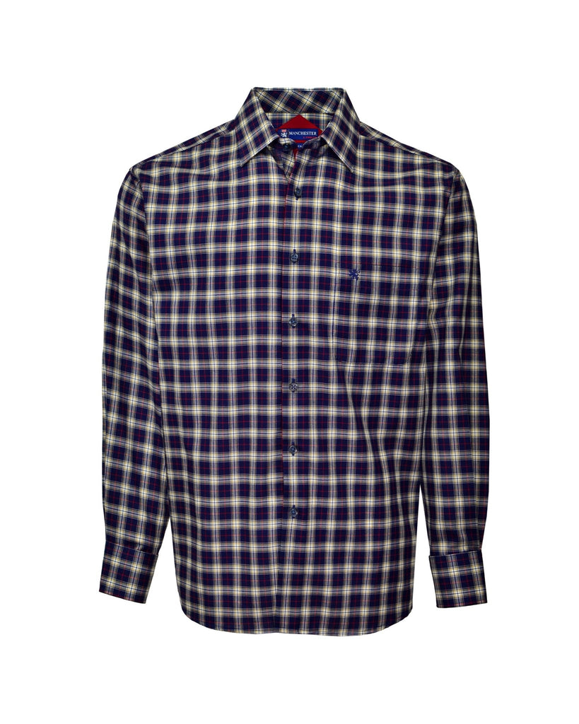 Manchester Camisa Casual Cuadros Clásico Mezcla Poliéster - Manga Larga - Manchester