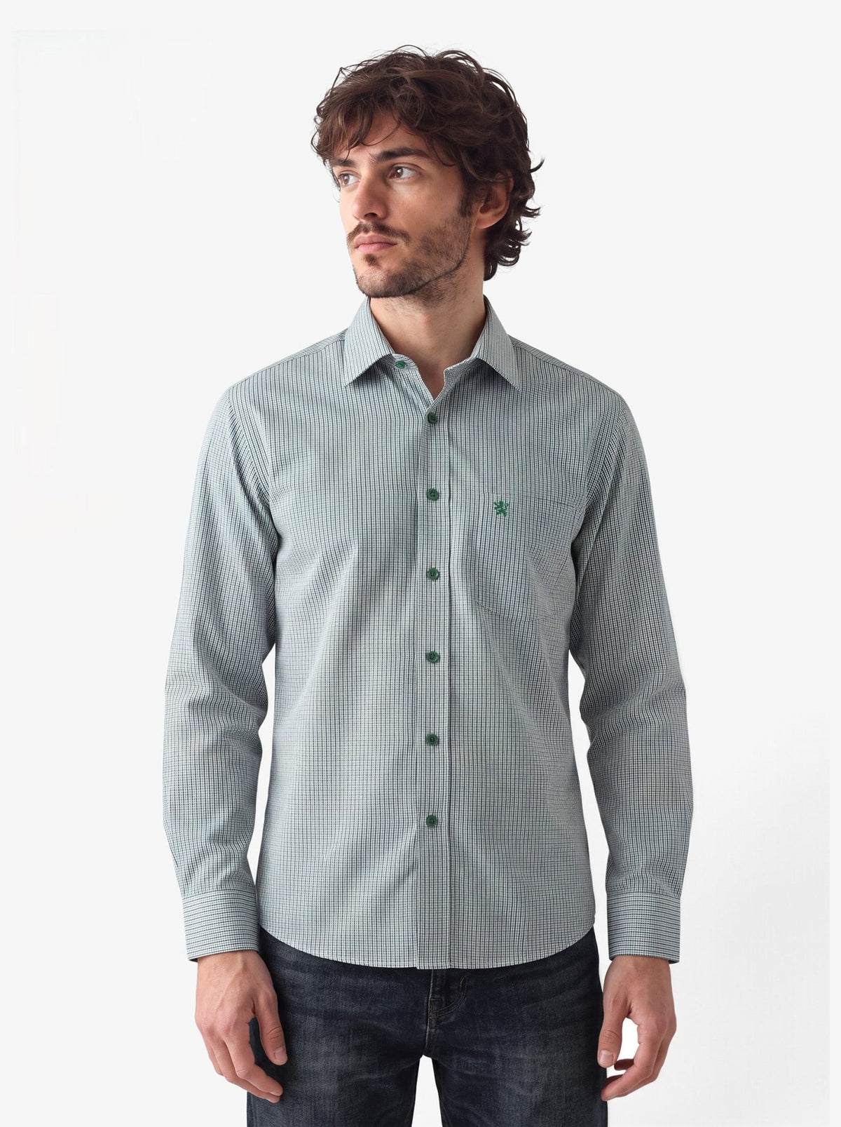 Manchester Camisa Casual Cuadros Clásicos Un Bolsillo Manga Larga - Manchester