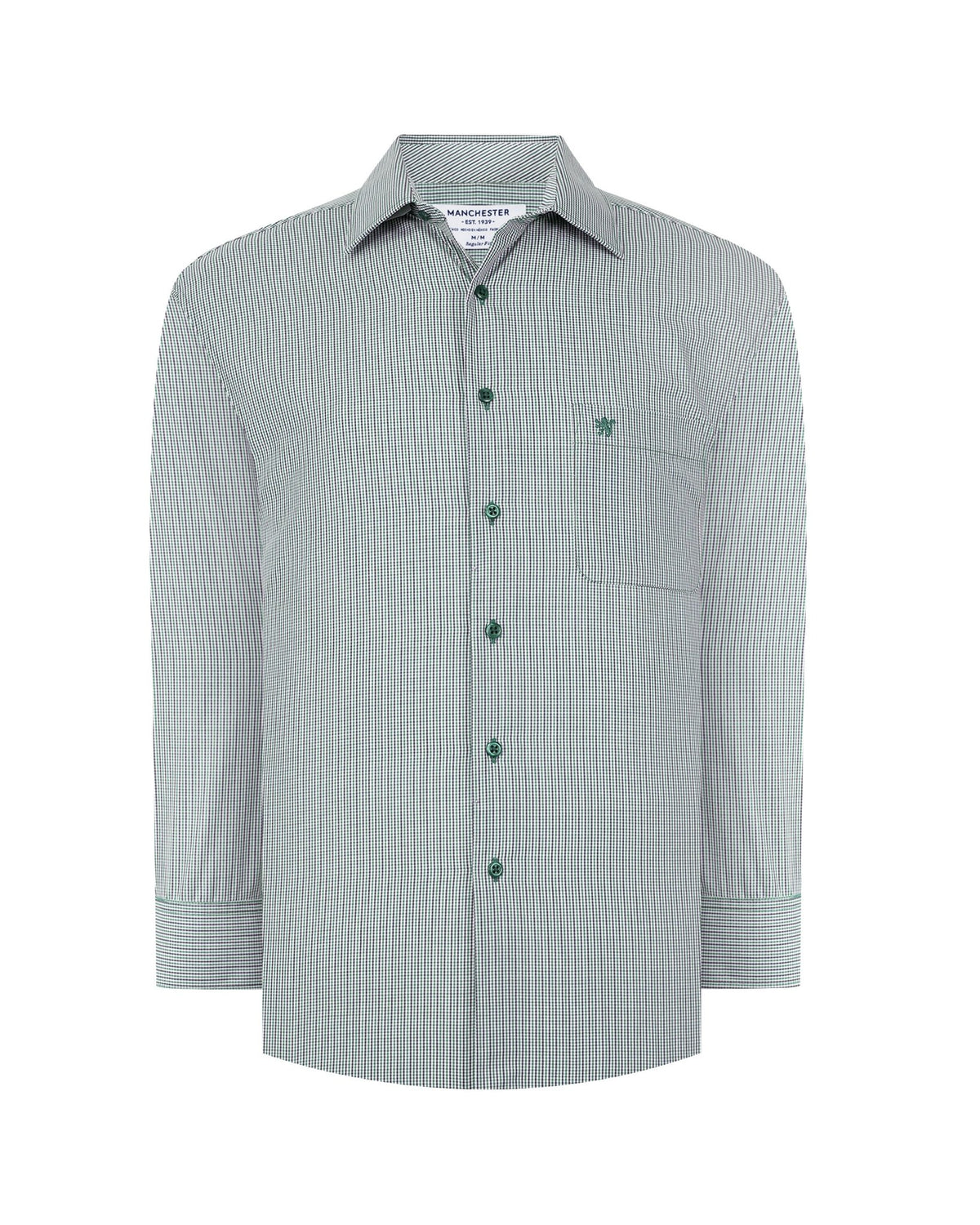 Manchester Camisa Casual Cuadros Clásicos Un Bolsillo Manga Larga - Manchester