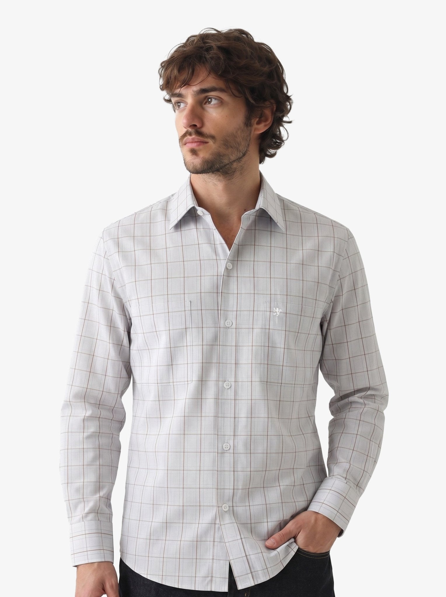 Manchester Camisa Casual Cuadros Dos Bolsillos Estilo Clásico - Manchester