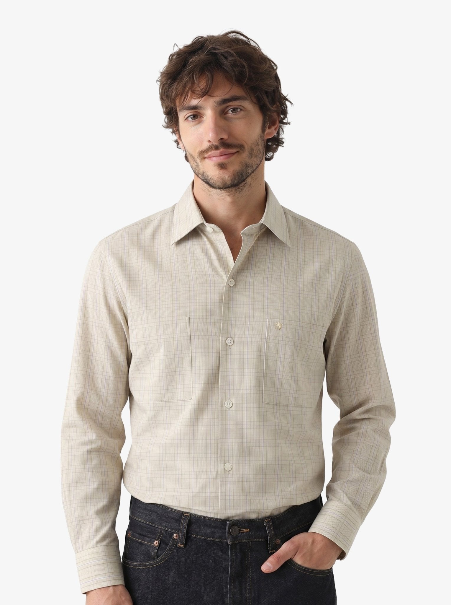 Manchester Camisa Casual Cuadros Dos Bolsillos Estilo Clásico - Manchester