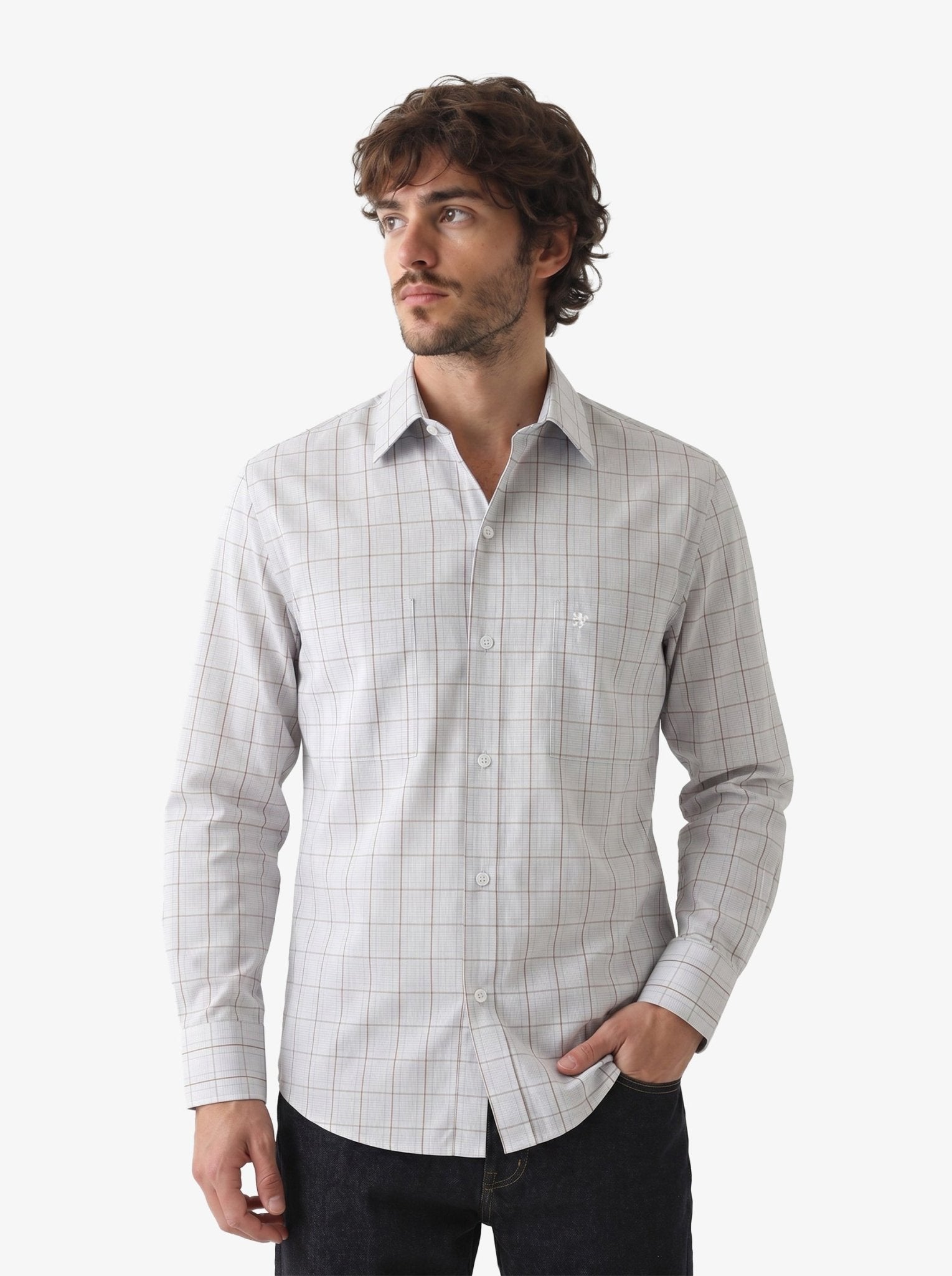 Manchester Camisa Casual Cuadros Dos Bolsillos Estilo Clásico - Manchester