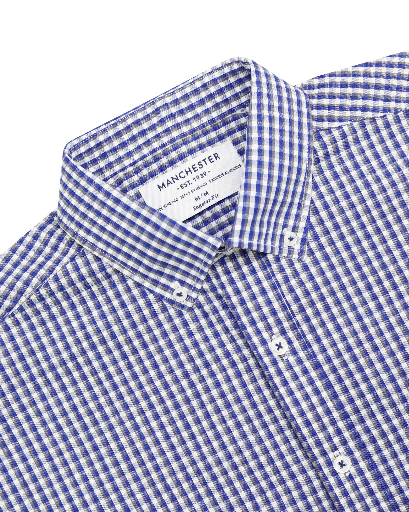 Manchester Camisa Casual Cuadros Gingham Manga Larga – Cuello Button-Down - Manchester