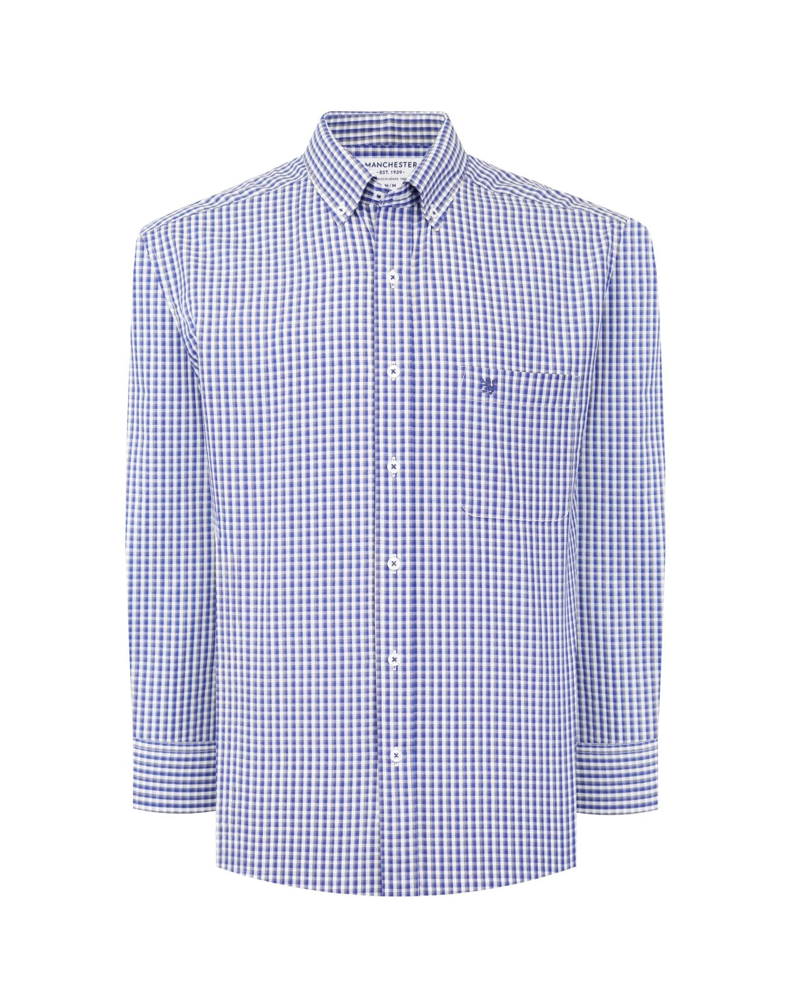 Manchester Camisa Casual Cuadros Gingham Manga Larga – Cuello Button-Down - Manchester