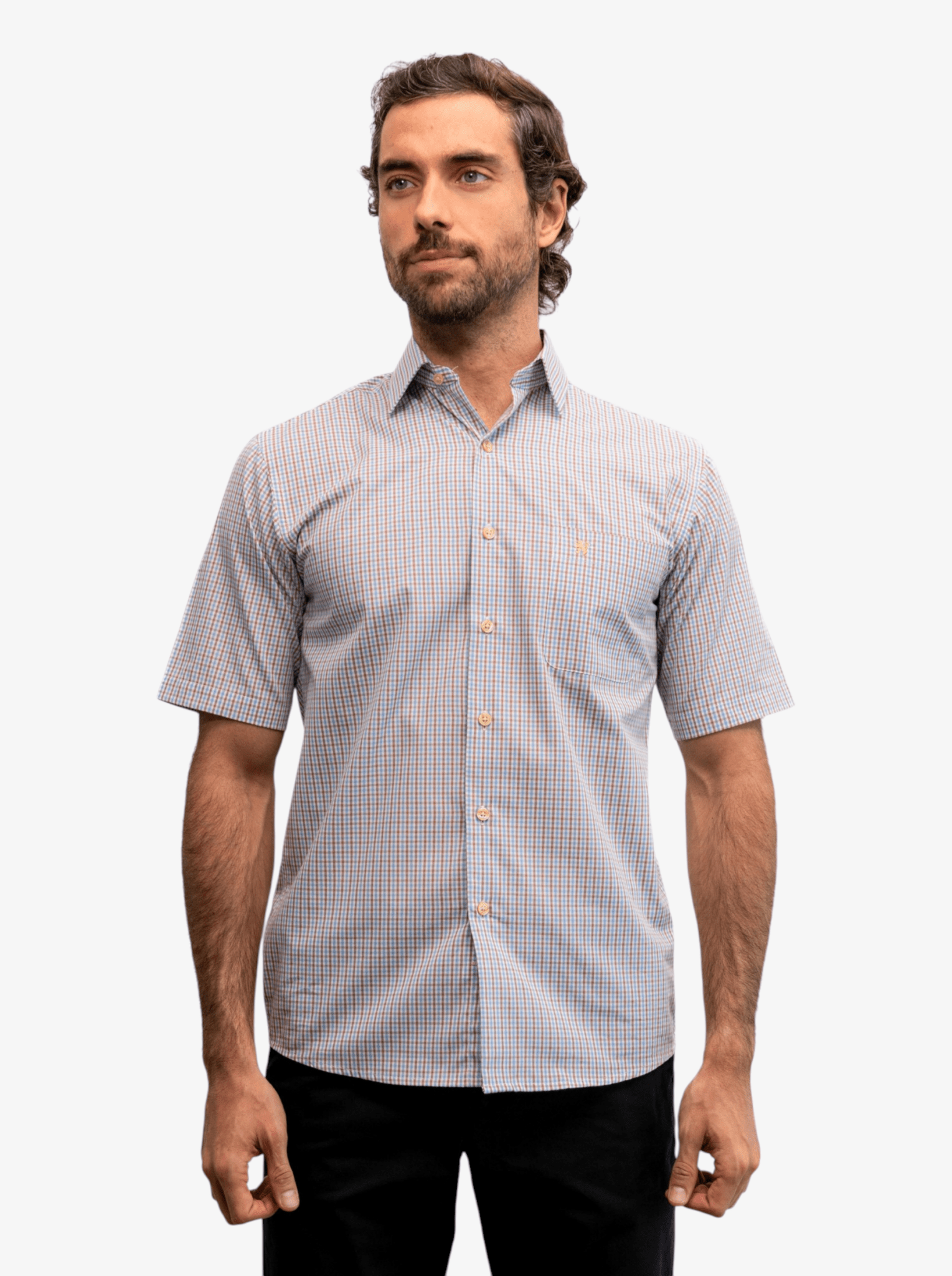 Manchester Camisa Casual Cuadros Tattersall Un Bolsillo Estilo - Manchester