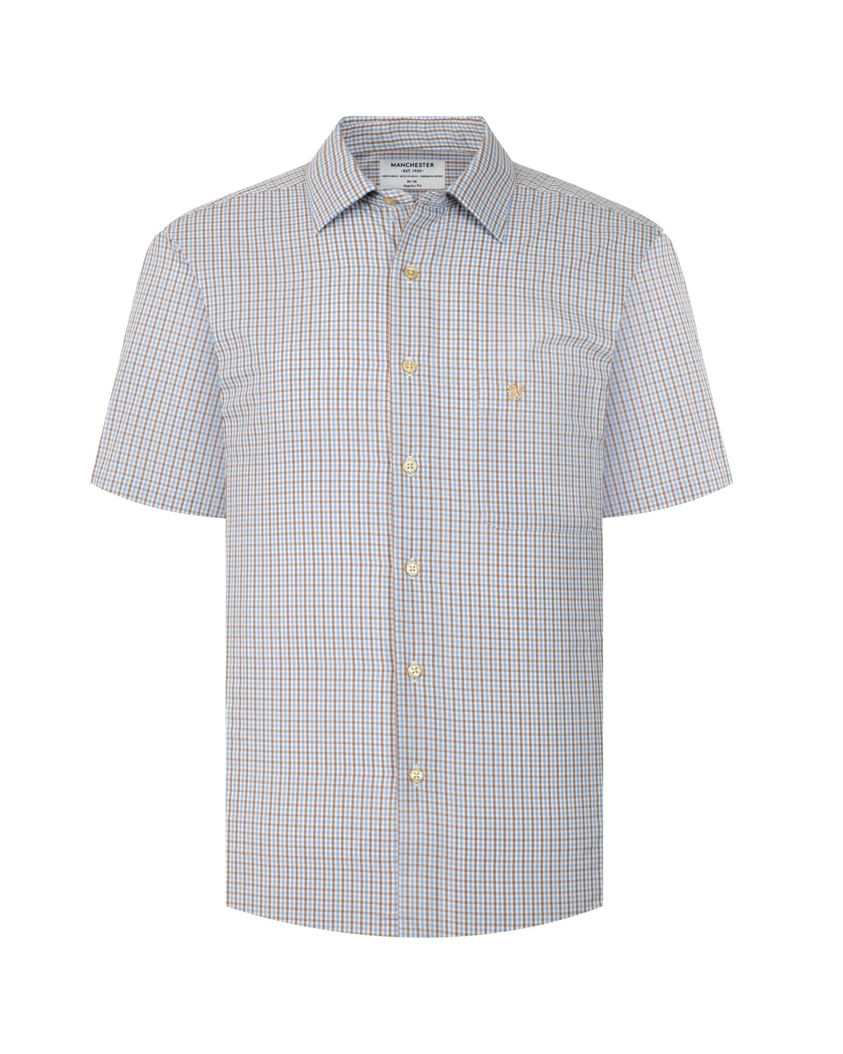 Manchester Camisa Casual Cuadros Tattersall Un Bolsillo Estilo - Manchester