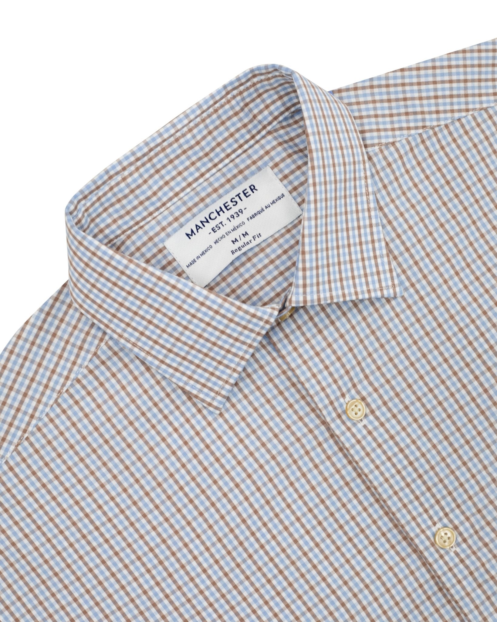Manchester Camisa Casual Cuadros Tattersall Un Bolsillo Estilo - Manchester
