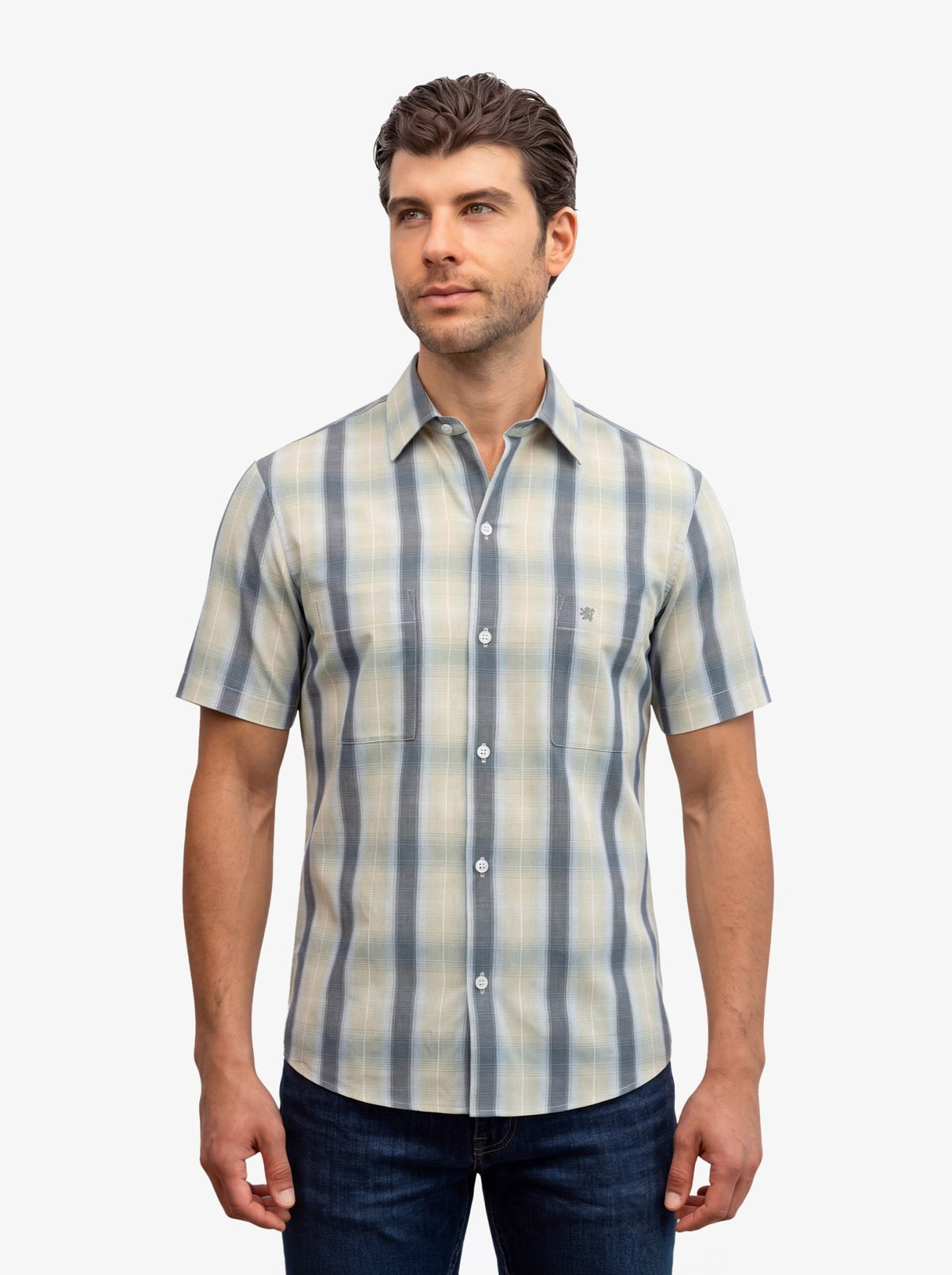 Manchester Camisa Casual Cuadros Un Bolsillo - Manchester