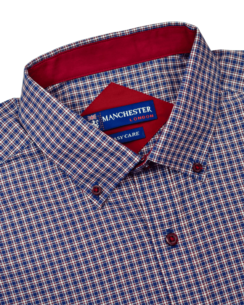 Manchester Camisa Casual Cuello Abotonado Estampado Cuadricular - Manga Larga - Manchester