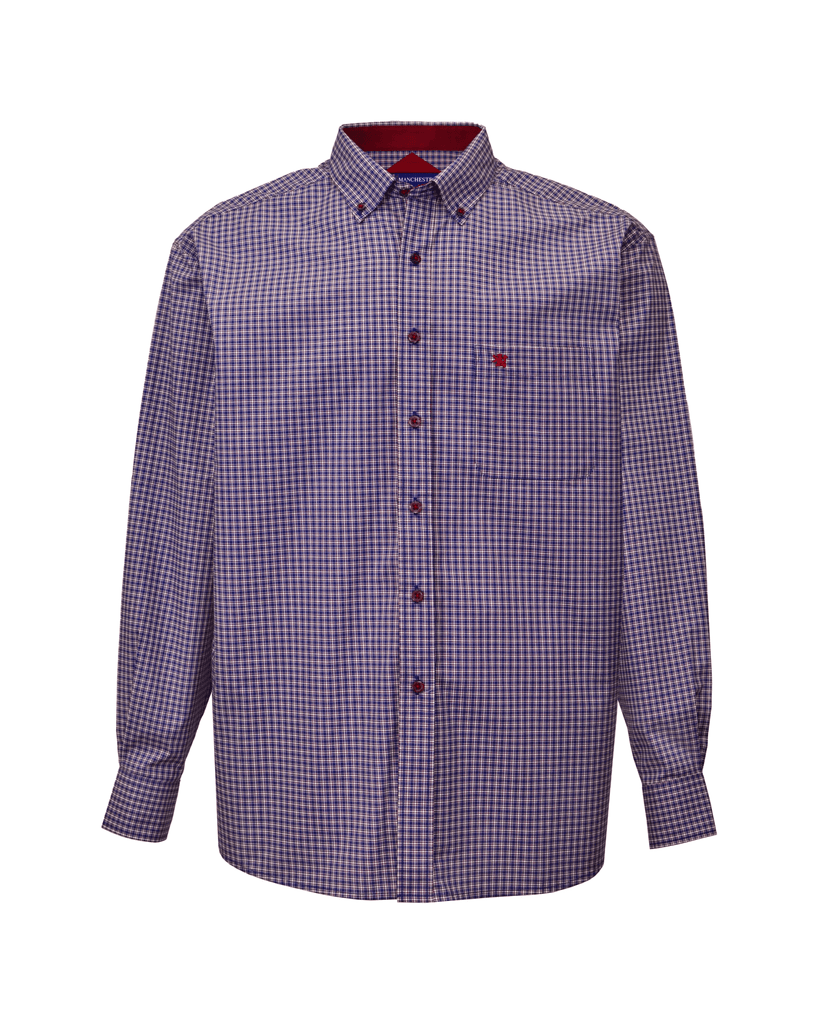 Manchester Camisa Casual Cuello Abotonado Estampado Cuadricular - Manga Larga - Manchester