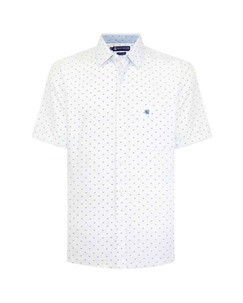Manchester Camisa Casual de Algodón y Poliéster con Estampado de Lunares - Manchester