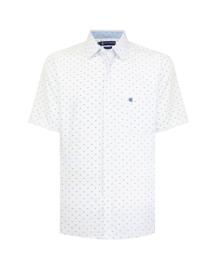 Manchester Camisa Casual de Algodón y Poliéster con Estampado de Lunares - Manchester