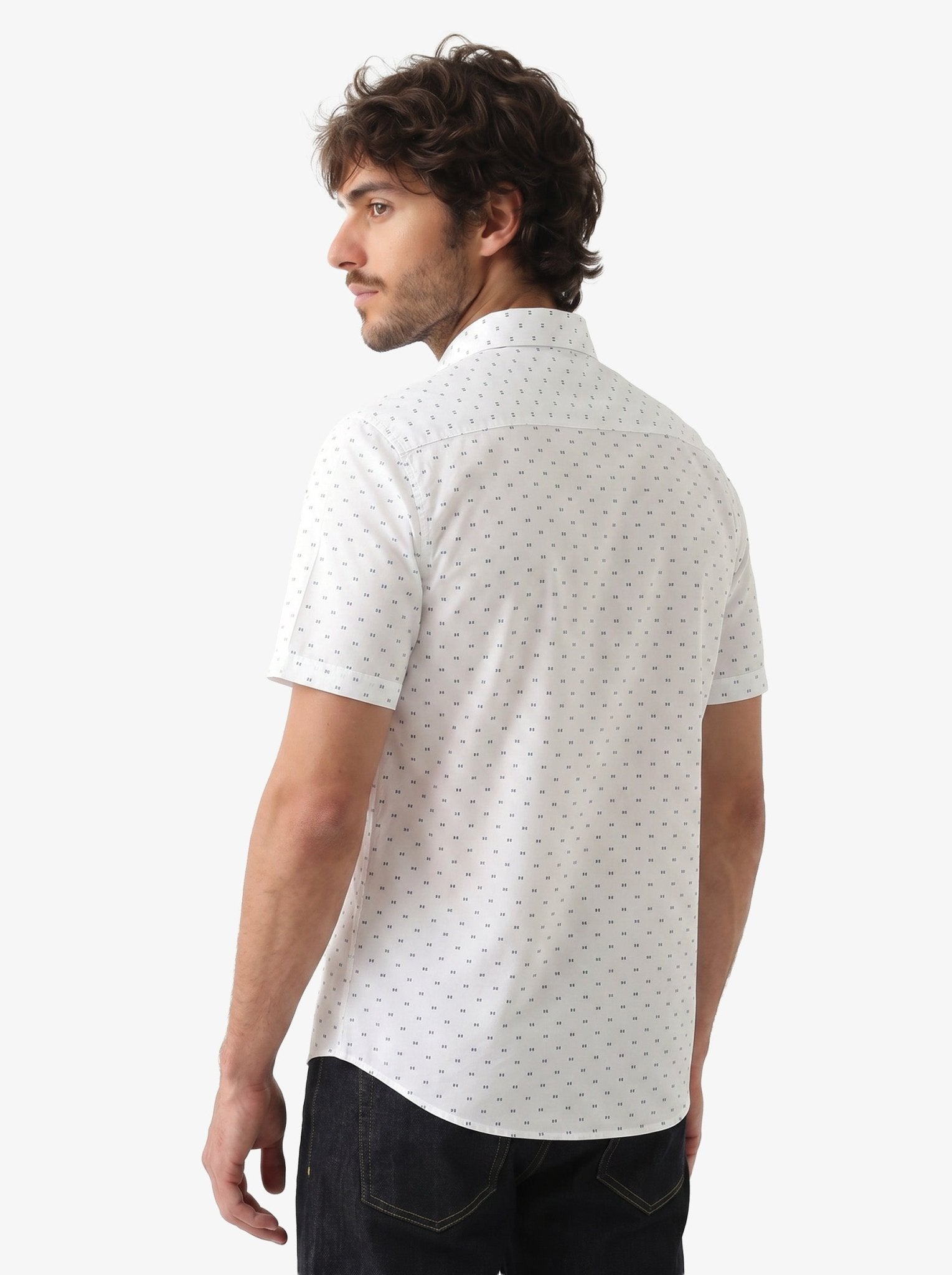 Manchester Camisa Casual de Algodón y Poliéster con Estampado de Lunares - Manchester